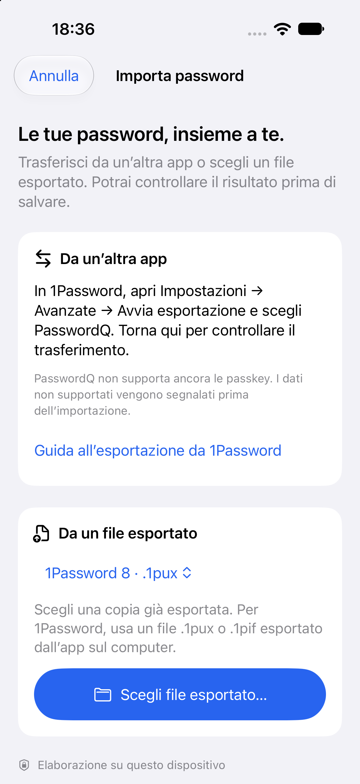 Guided password import on iPhone.